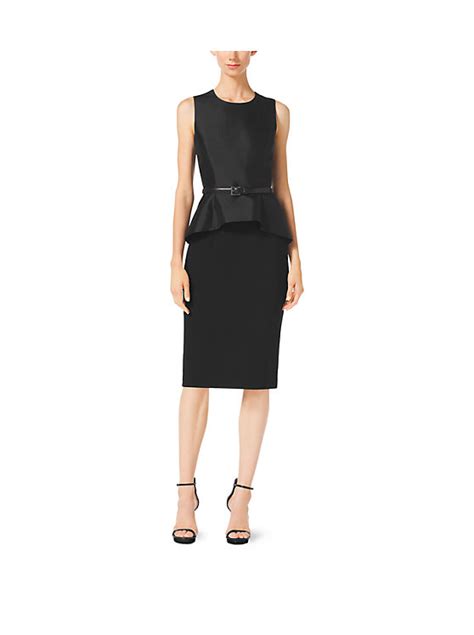 michael kors peplum dress|Stretch Bouclé Belted Peplum Dress .